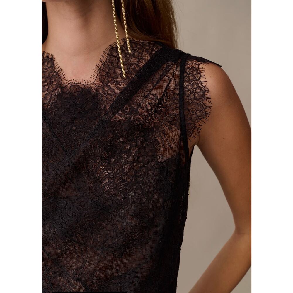 New O.P.T black Clarissa lace top blouse size 0 $147 - Picture 4 of 8